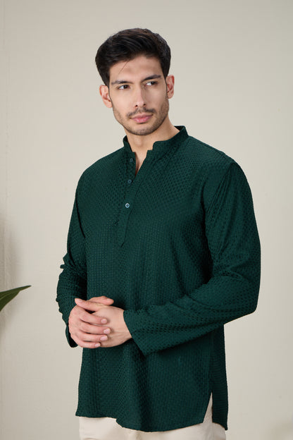Mens Rayon Chiken-kari Work Kurta
