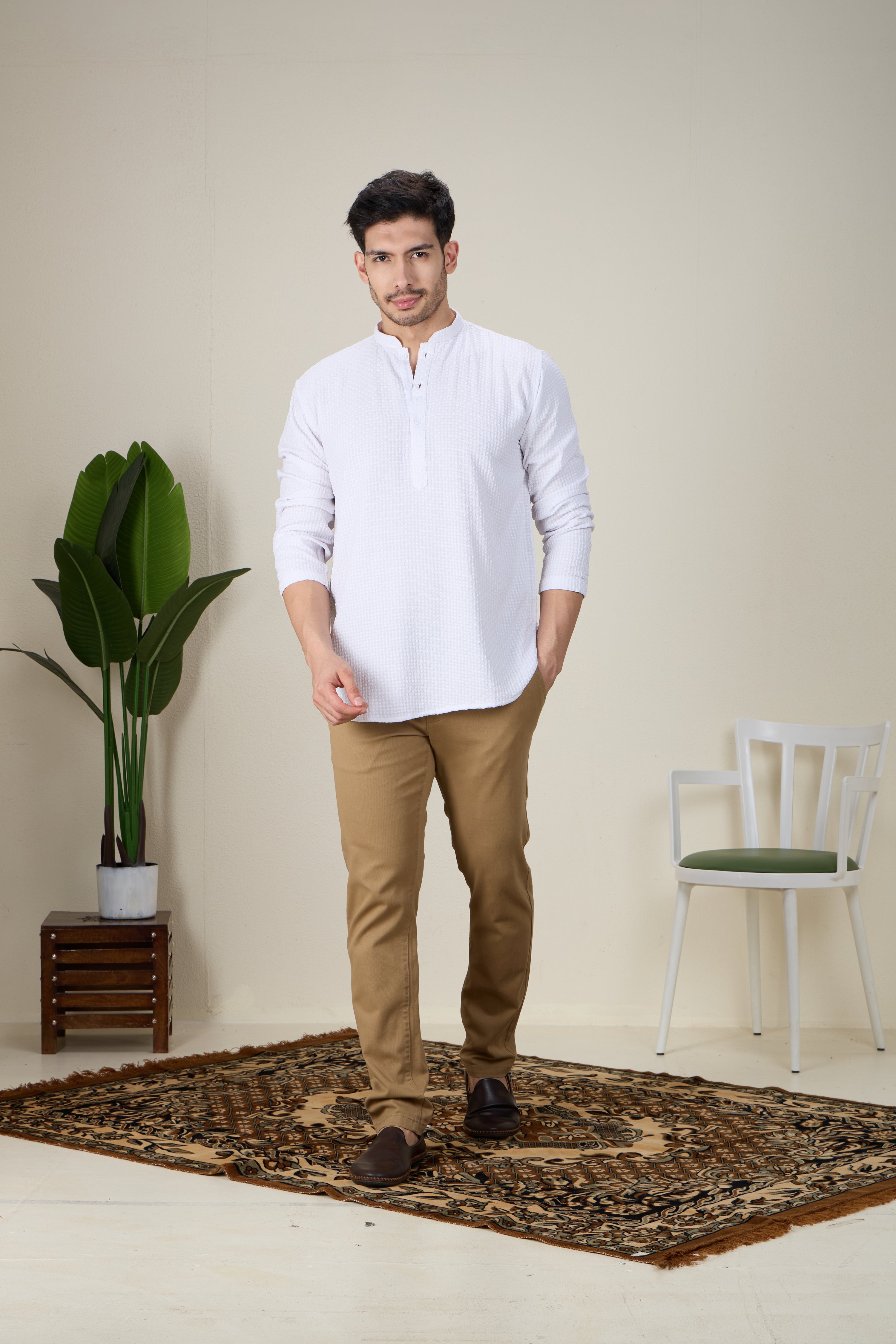 Mens Rayon Chiken-kari Work Kurta