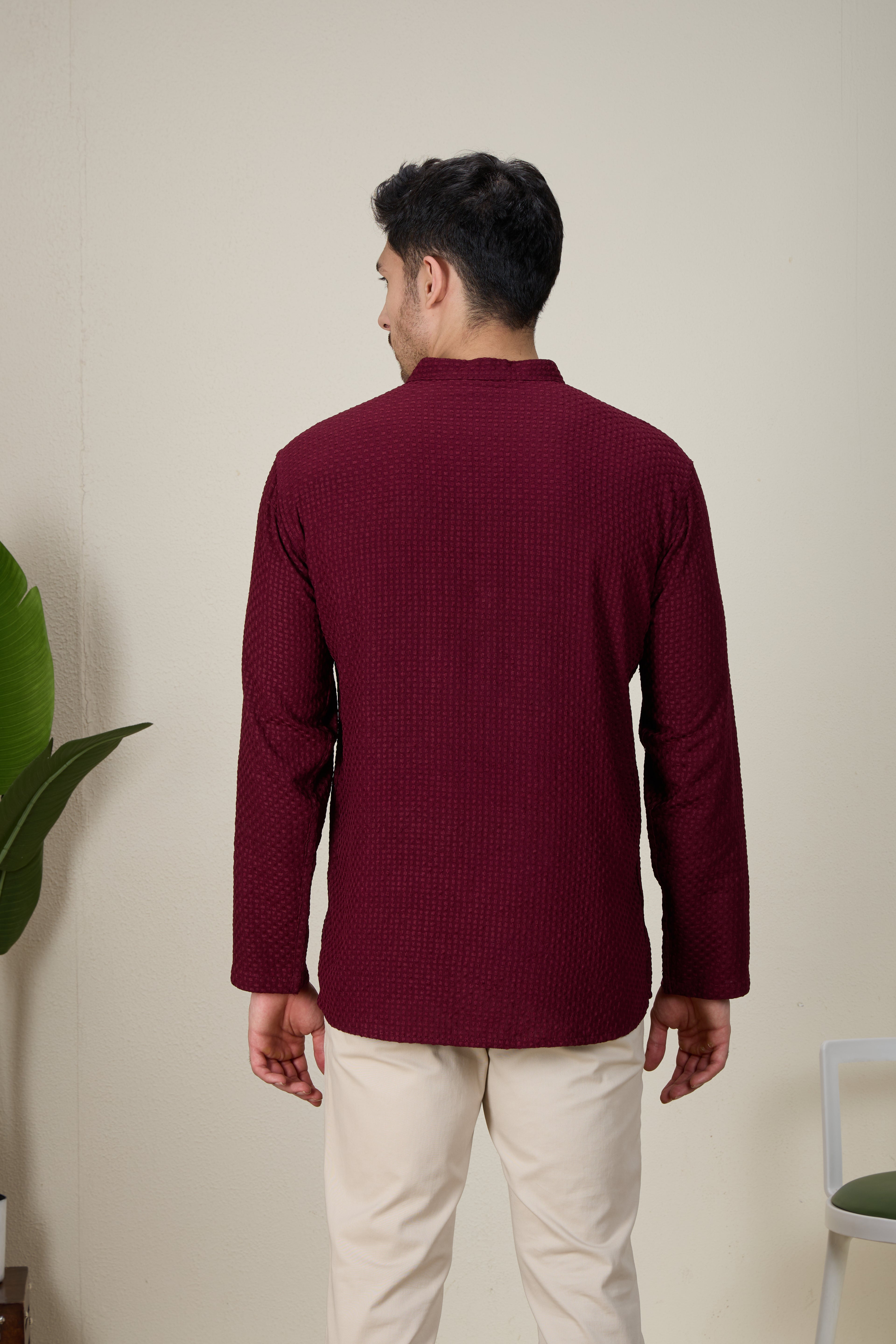 Mens Rayon Chiken-kari Work Kurta