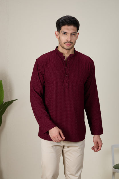 Mens Rayon Chiken-kari Work Kurta