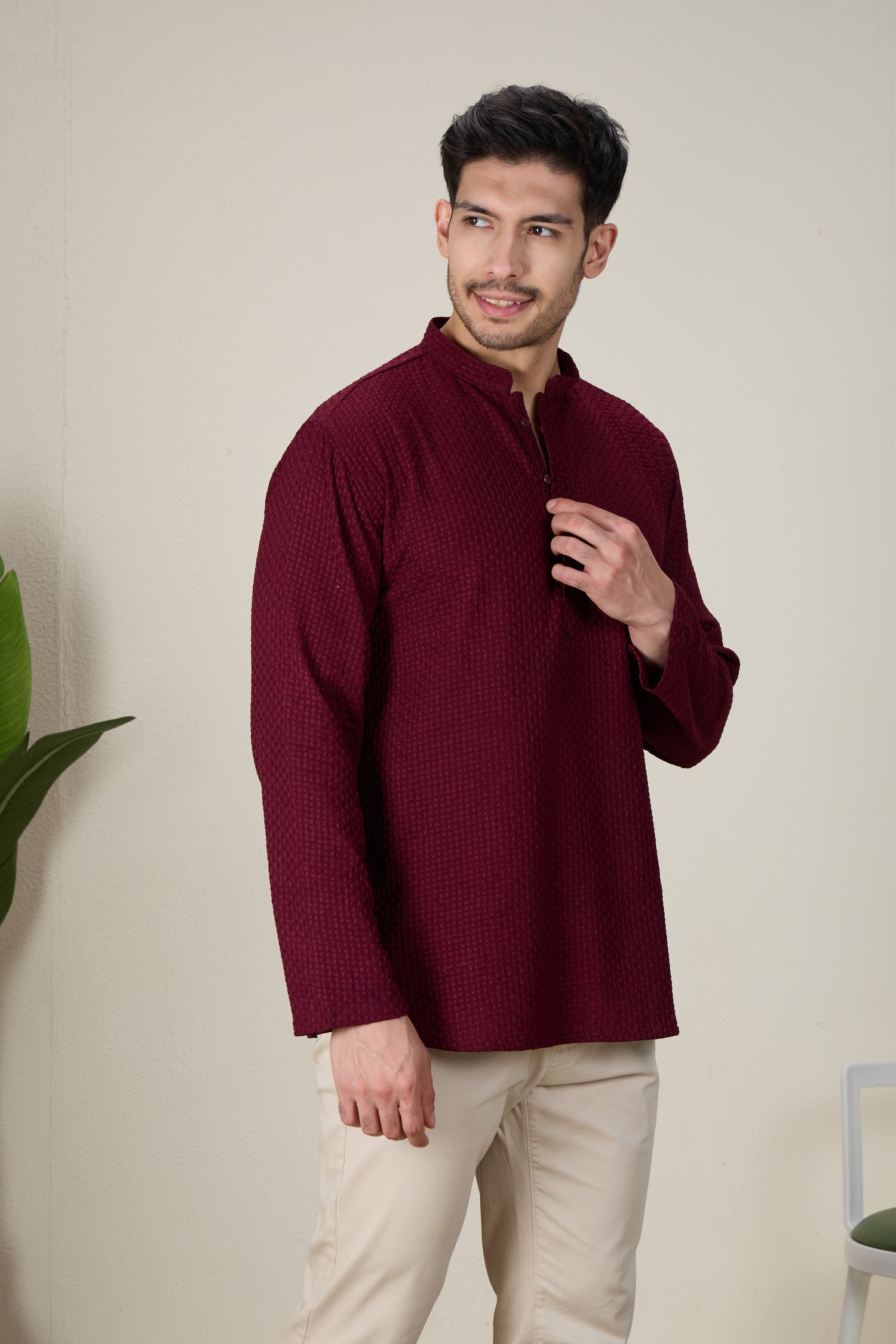 Mens Rayon Chiken-kari Work Kurta