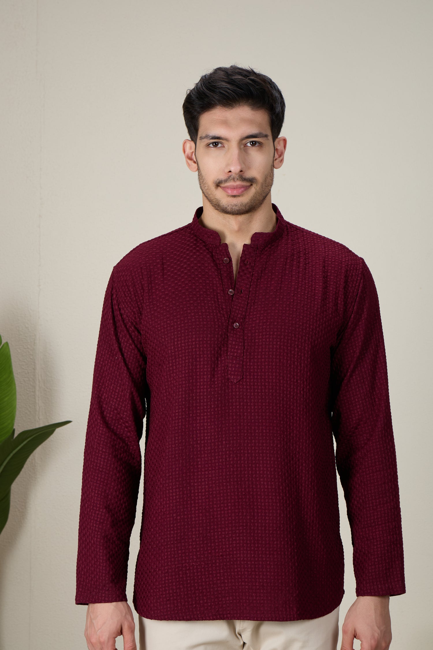 Mens Rayon Chiken-kari Work Kurta