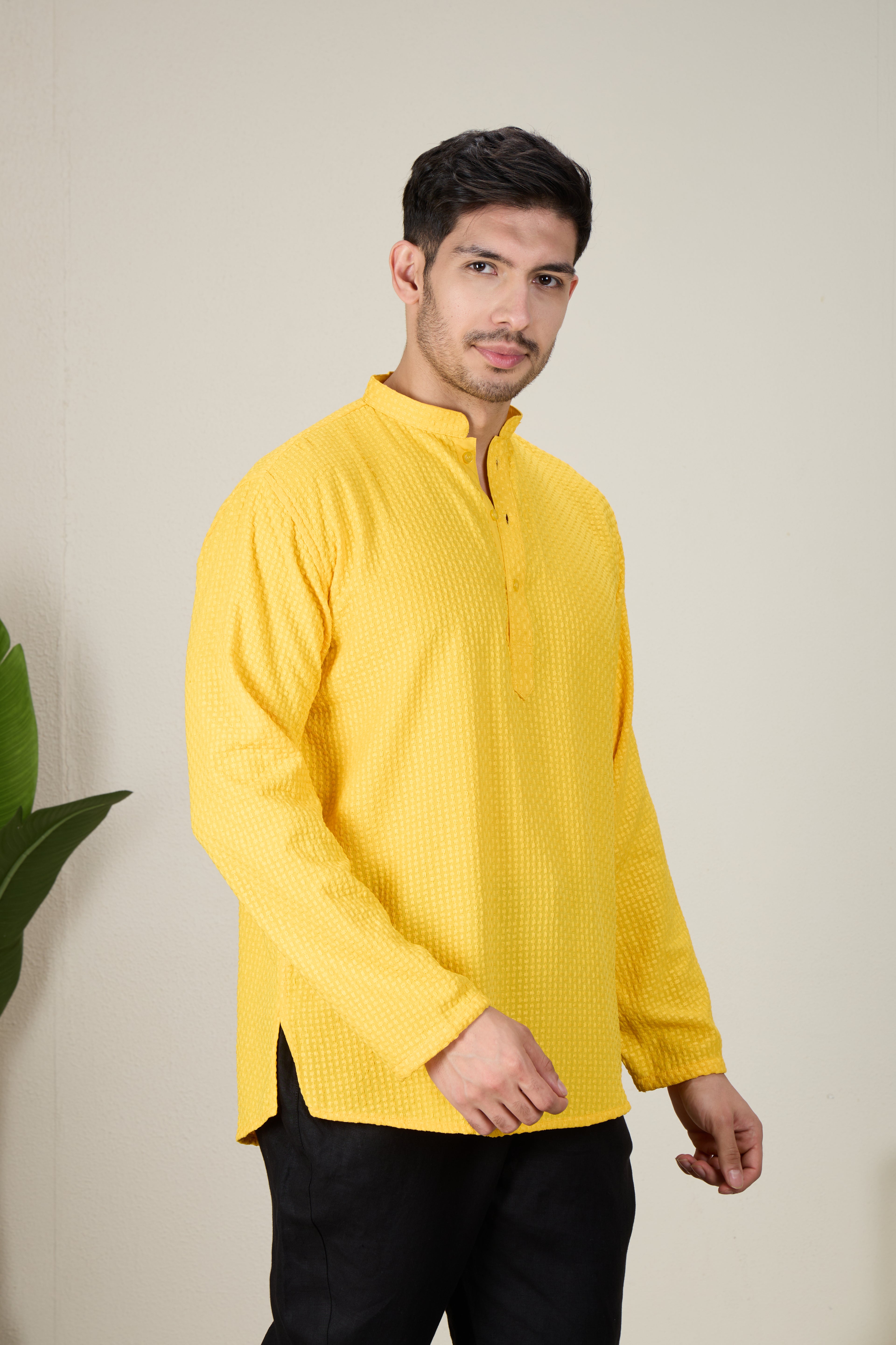 Mens Rayon Chiken-kari Work Kurta