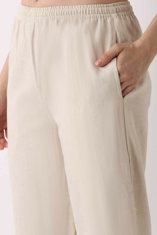 Natural Cotton Blend Straight Pants