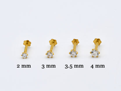 22ct Gold CZ Nose Pin - 3.5 mm
