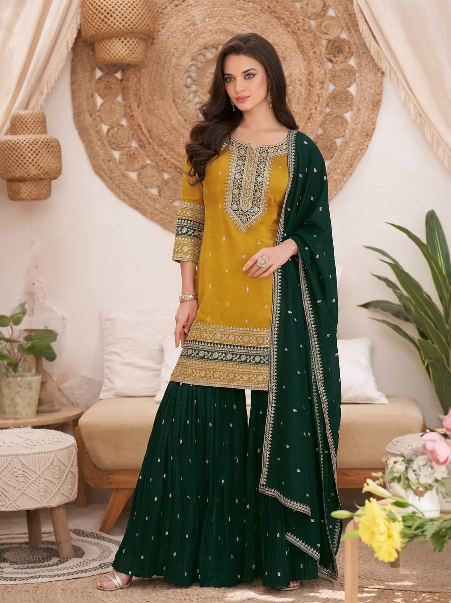 Kudrat Silk Sharara Suit