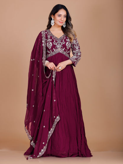 Hetal Gown With Dupatta